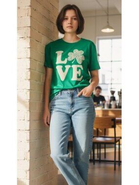 THE CHILDREN’S PLACE Green Short Sleeved LOVE Top Girls Size 14